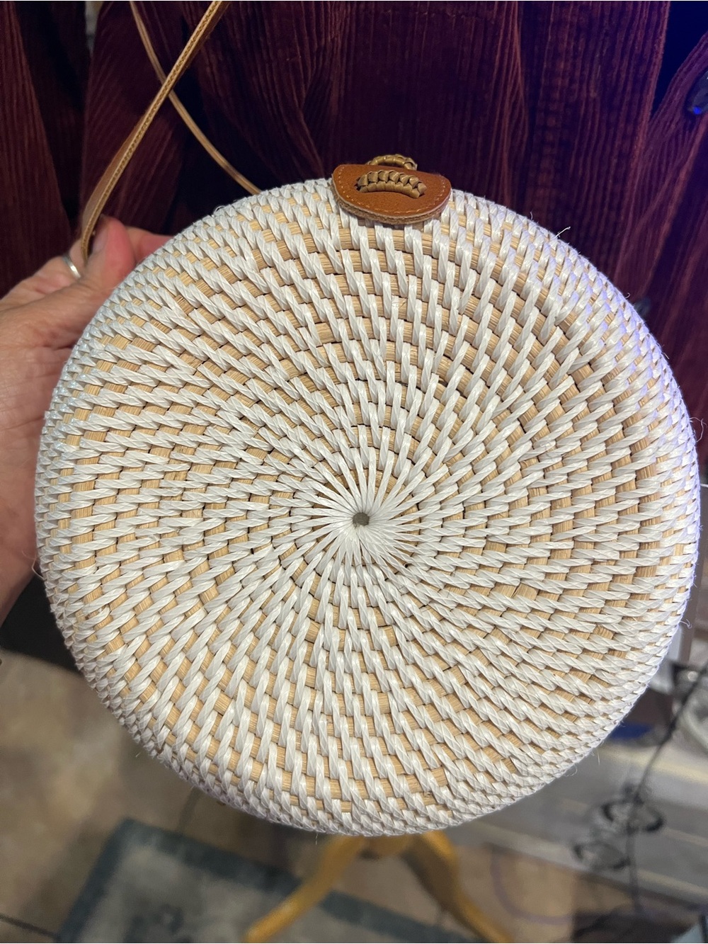 NWT Round Rattan Sling Bag crossbody